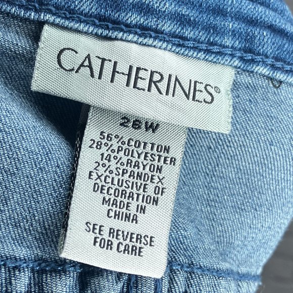 Catherines 26W Dark Wash Denim Stretch Boho Embroidered Detail Skinny Jeans Plus - Picture 3 of 3